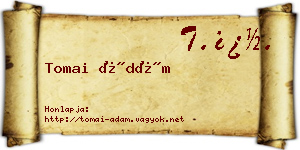Tomai Ádám névjegykártya