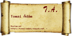 Tomai Ádám névjegykártya